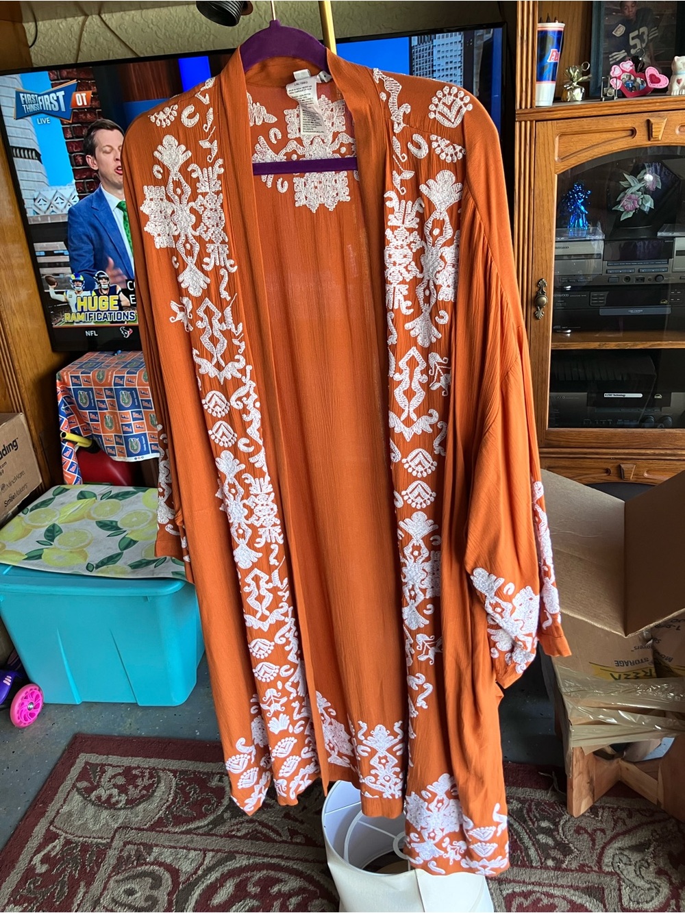 Get 2 for price of 1..Chico's Rust Orange Embroidered n purple cardigan